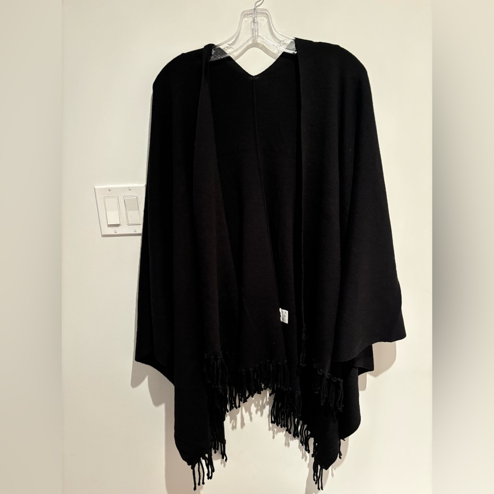 Black Fringe Poncho